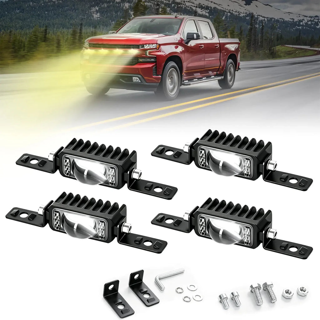 2/4 LED Motorcyle Car Grille Spotlight Projector Len Light  Driving Light, Truck Off-road Vehicle High Brightness  Driving Light