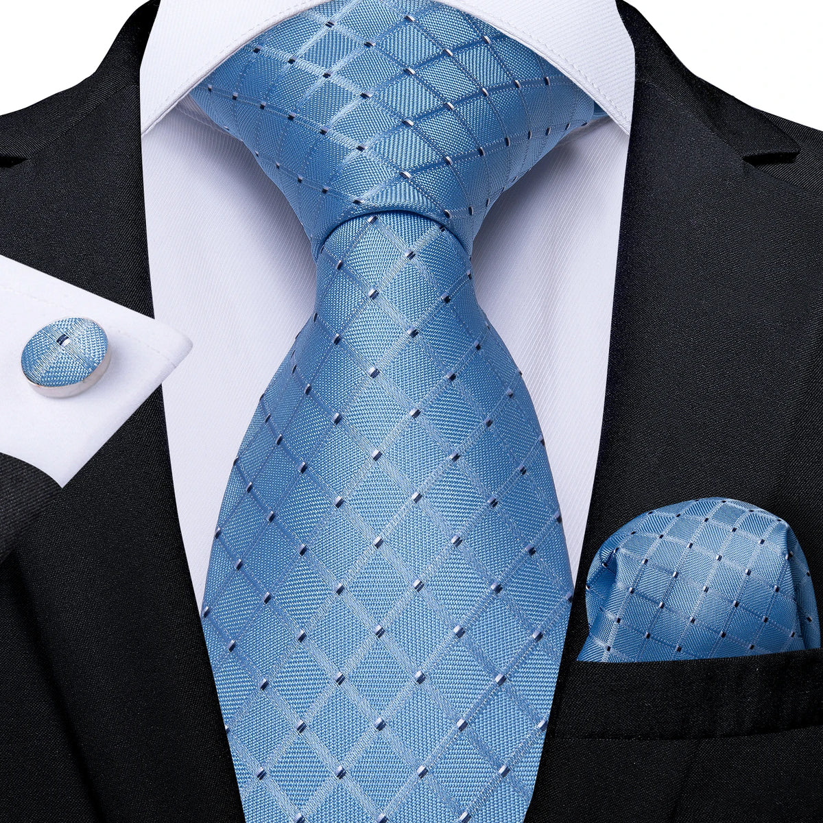 8cm Men's Polyester Ties Pocket Square Cufflinks Green Gold Paisley Wedding Party Accessories Necktie Gift