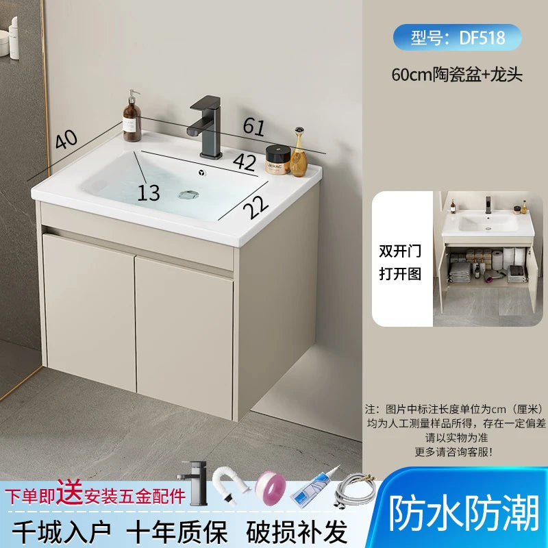 Wall Basin Bathroom Cabinet Set Sink Mirrors Shelves Bathroom Cabinets Storage Organizer Mobile Bagno House Accessories