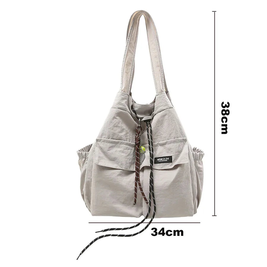 Women 2‑Way Travel Backpack Lightweight Korean Style Casual Shoulder Bag Multifunctional Drawstring Rucksack for College Student