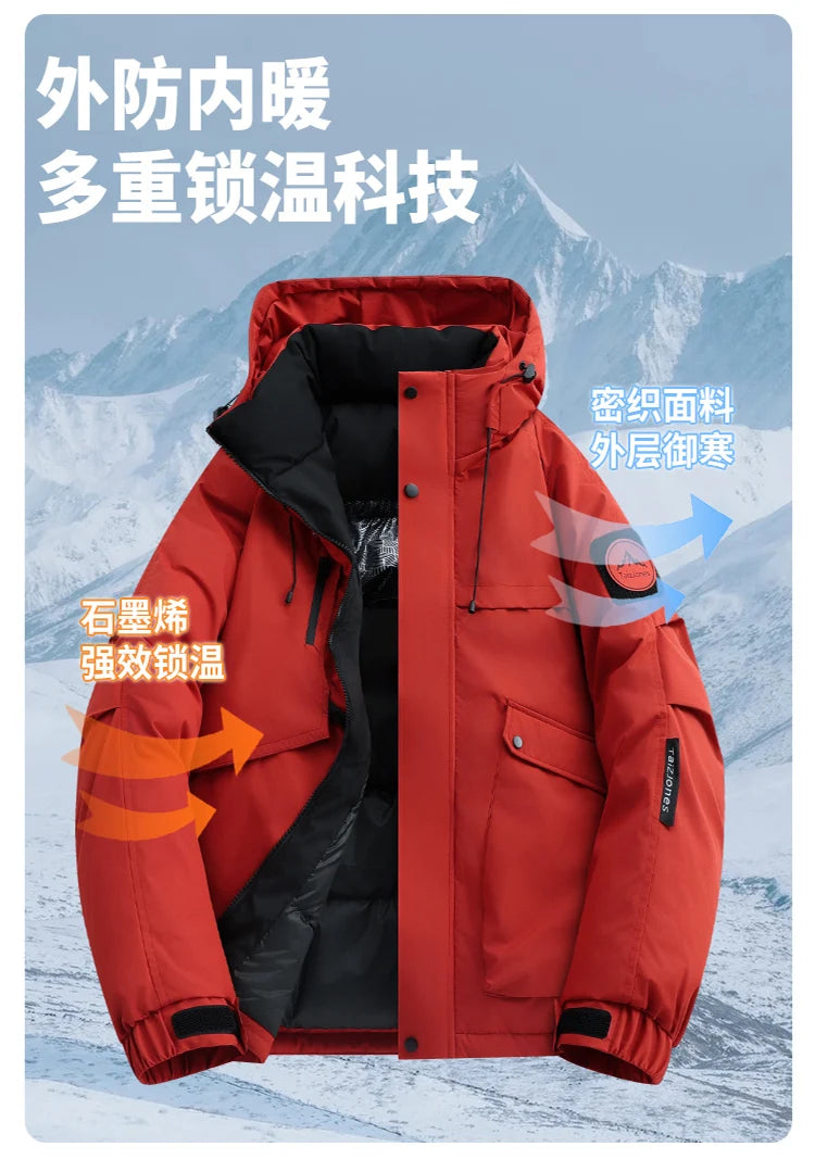Winter Parkas Men's New Graphene Self Heating Down Cotton Jacket Autumn Men's Mountaineering Jacket Outdoors Waterproof Coat