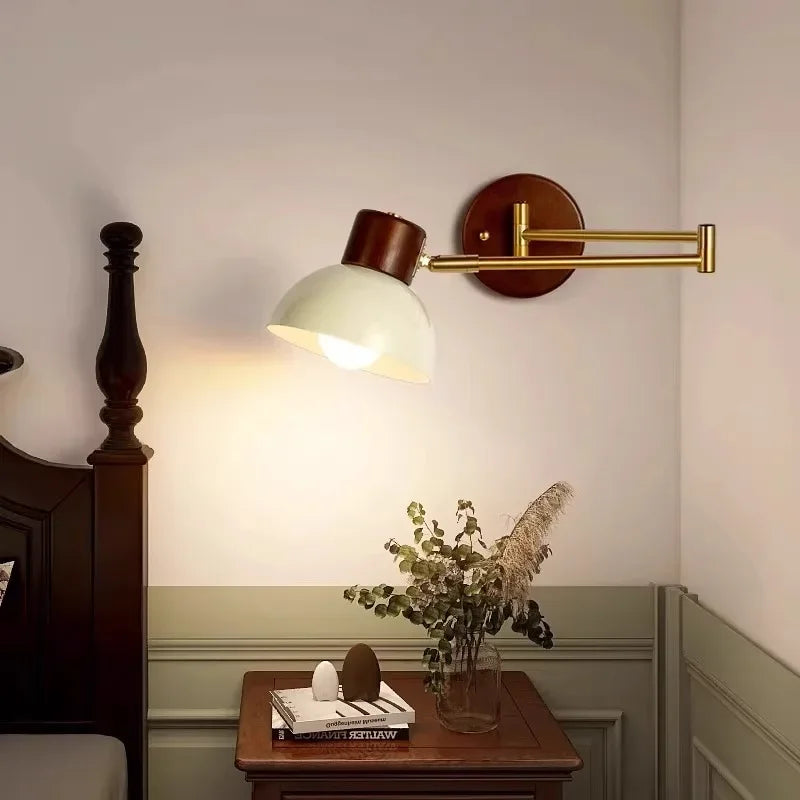 LED Bedroom Bedside Wall Lamp Swing Arm Wall Light Folding Telescopic Study Reading Lamp Study Decor Sconce Lighting