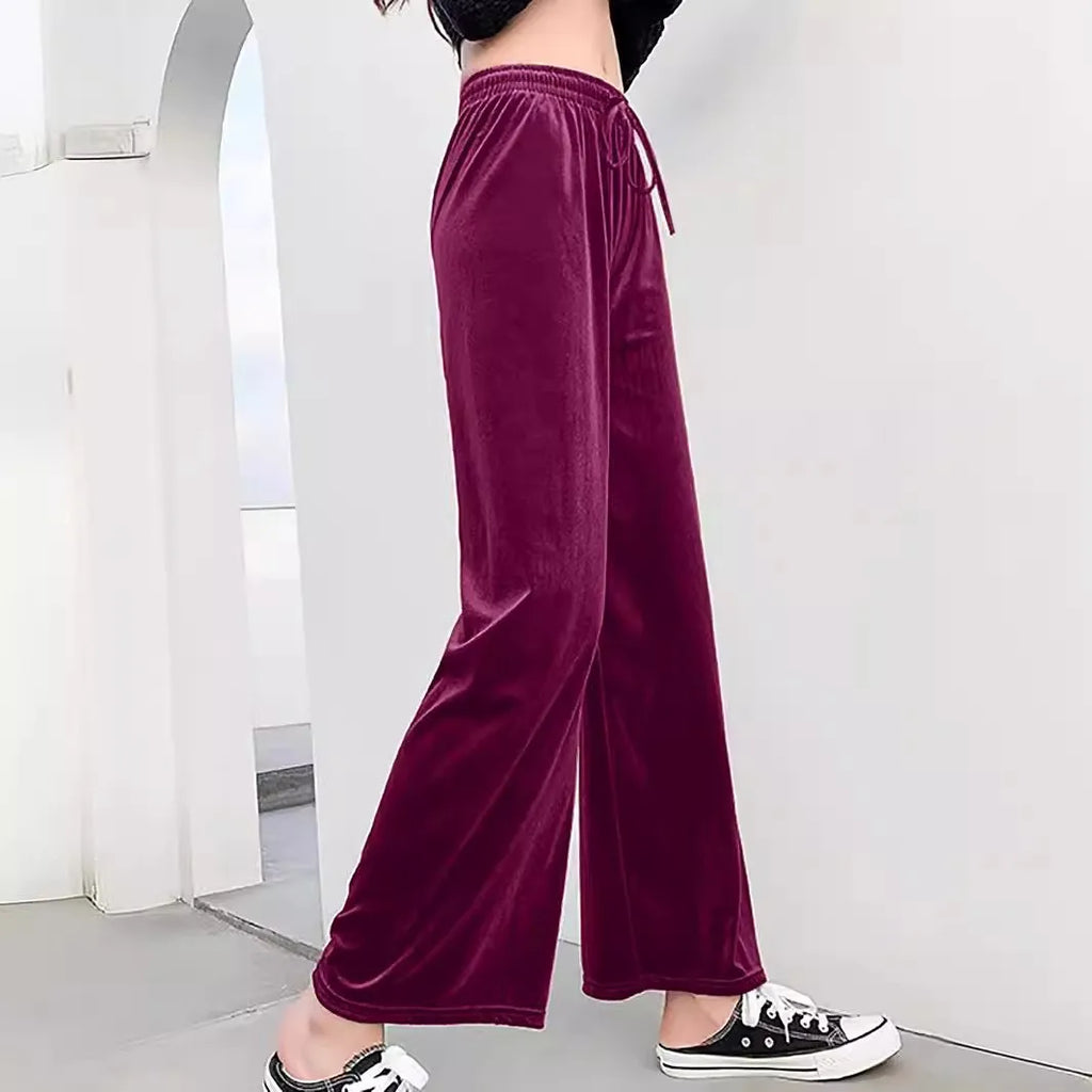 Casual Loose Fit Wide Leg Pants Japanese Korean Casual with Elegant Full Length Slight Stretch Elastic Waist Women Pants