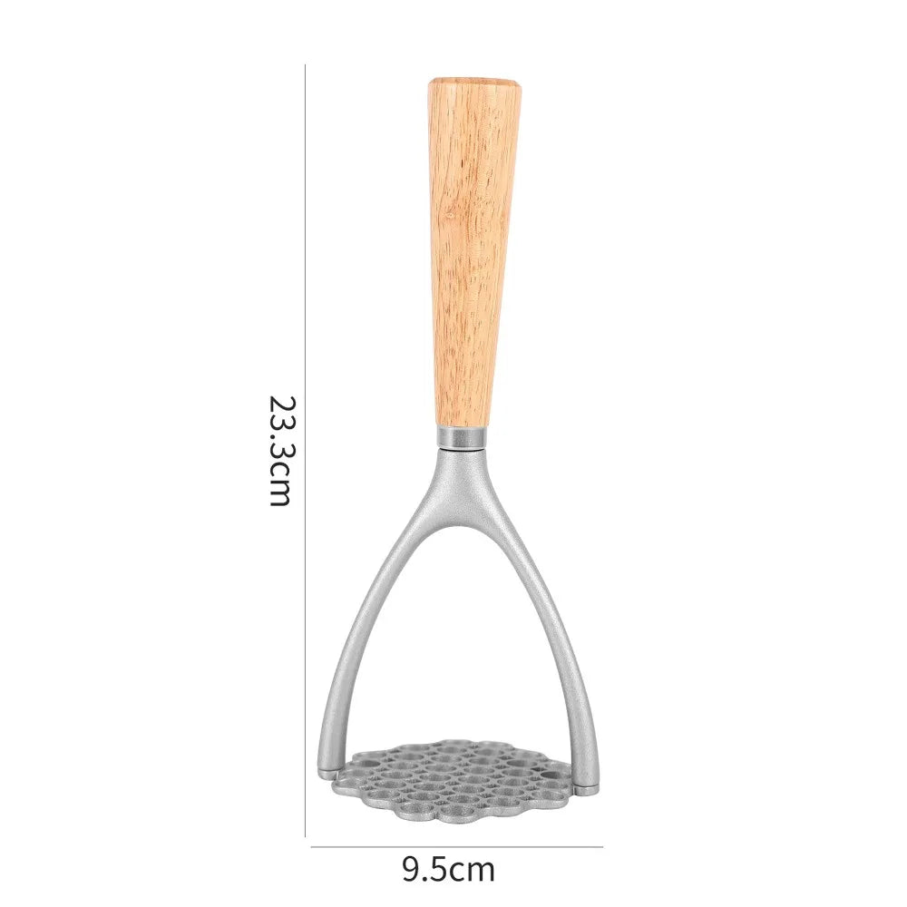 Manual Potato Masher Aluminum Potato Ricer Kitchen Vegetable Masher with Wood Handle Fruit Garlic Food Crusher Kitchen Gadgets
