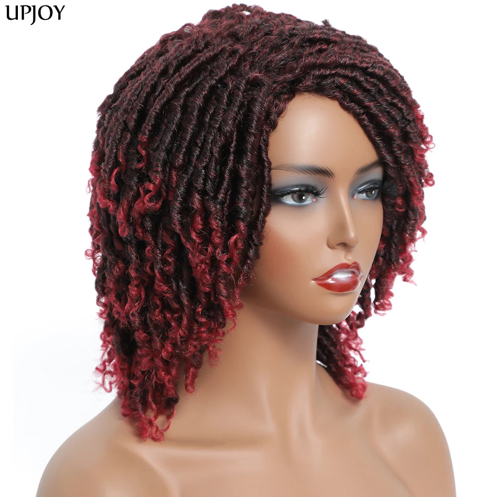 Short Dreadlock Wig Twist Braided Wigs for Black Women and Men Boho Afro Curly Synthetic Wig Faux Locs Braided Crochet Hair Wigs