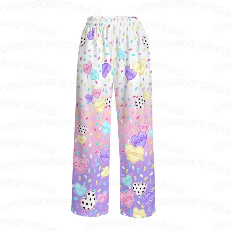 Spring and Autumn Women's Men's Gothic Hip Hop Yami Kawaii Y2K Print Street Style Casual Long Pants