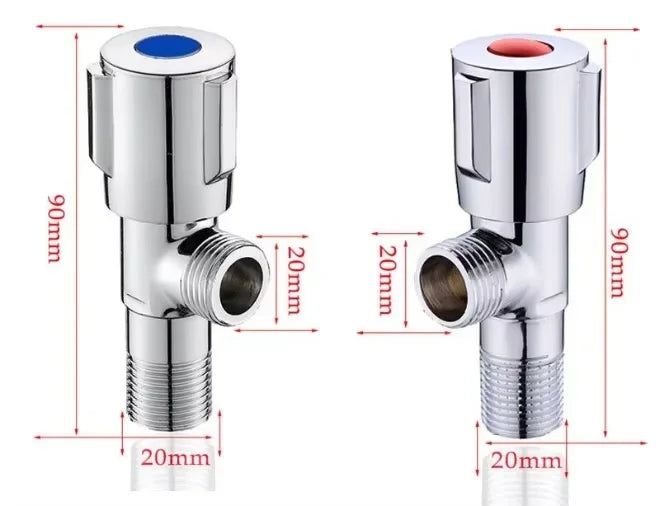 Stainless Steel Hot ＆ Cold Inlet Valve Bathroom Faucet Stop Valve Kitchen Sink Basin Triangle Valve Water Pressure Regulator