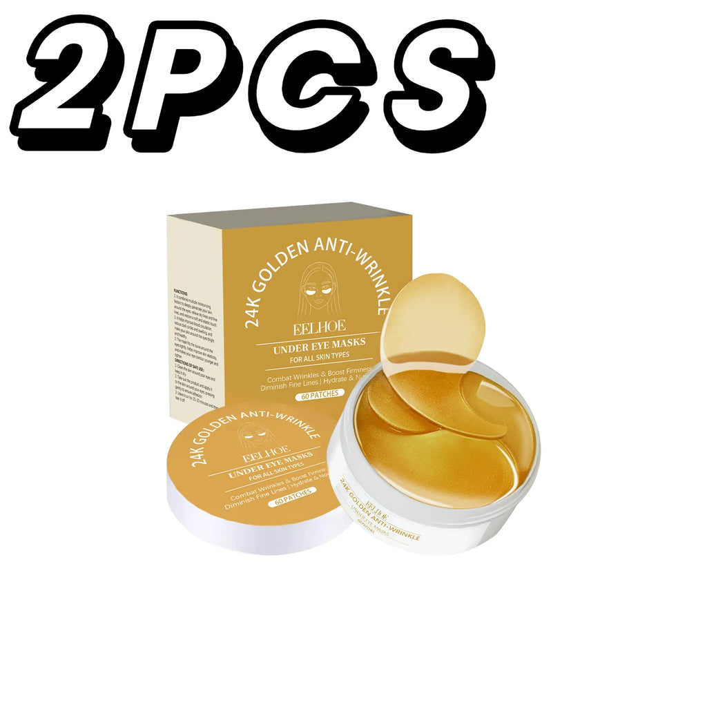 24K Golden Under Eye Mask Patches Hydrolyzed Collagen Moisturizing Firming Anti Dark Circles Eyes Care Eyepatch Beauty Mask