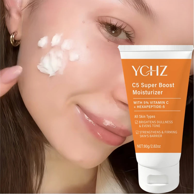 Vitamin C Brightening Cream (Containing Hyaluronic Acid, Collagen, and Niacinamide) — Brightens Skin Tone, Visibly Evens Out Skin Tone, Deeply Hydrates, Is Refreshing and Non-Greasy, Absorbs Quickly, Suitable for All Skin T