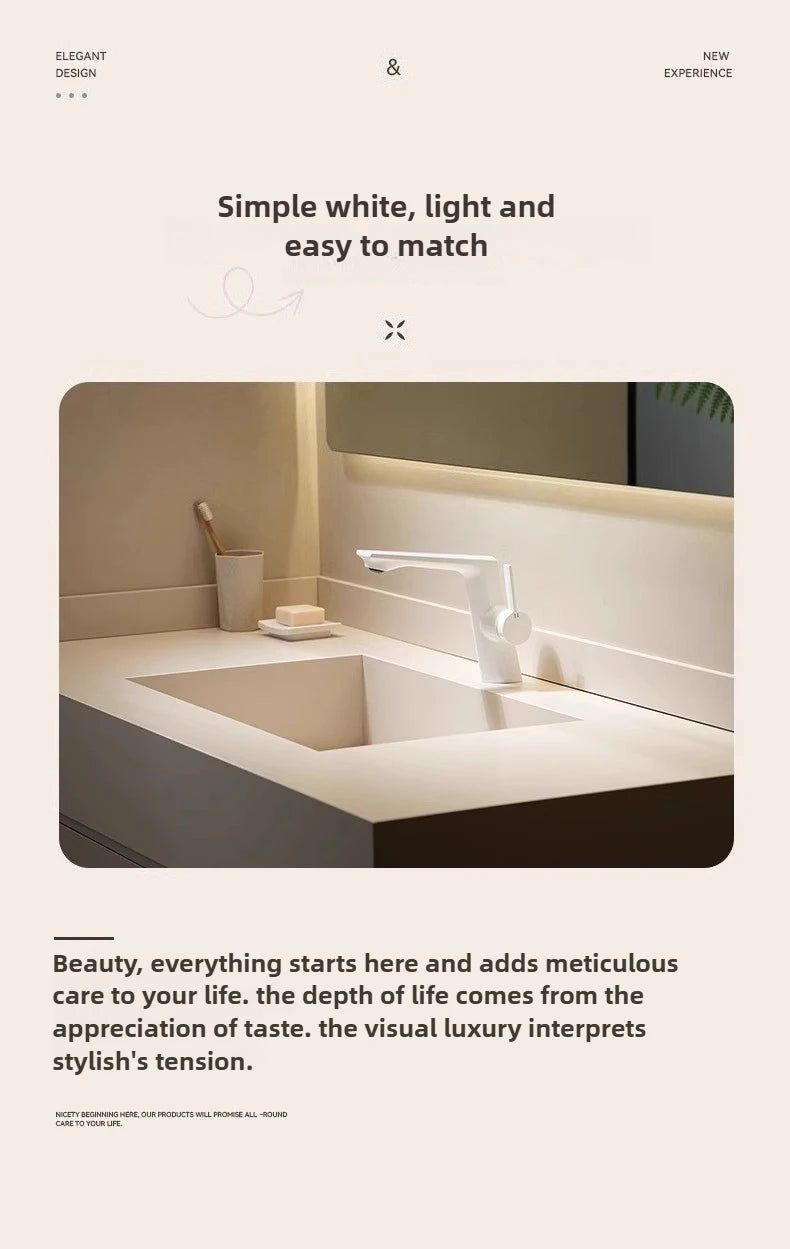 Modern Bathroom Sink Faucet Brass white or brushed gold gray Single Handle Deck Mounted Wash Basin Water Tap Hot And Cold Mixer