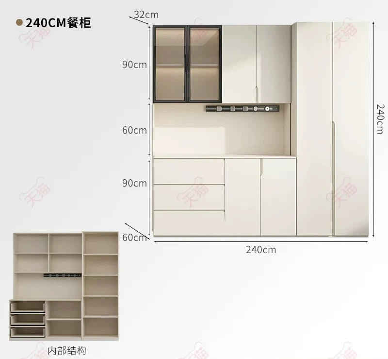 LTT Simple Modern Side Cabinet Embedded Refrigerator Cabinet Kitchen Living Room Locker