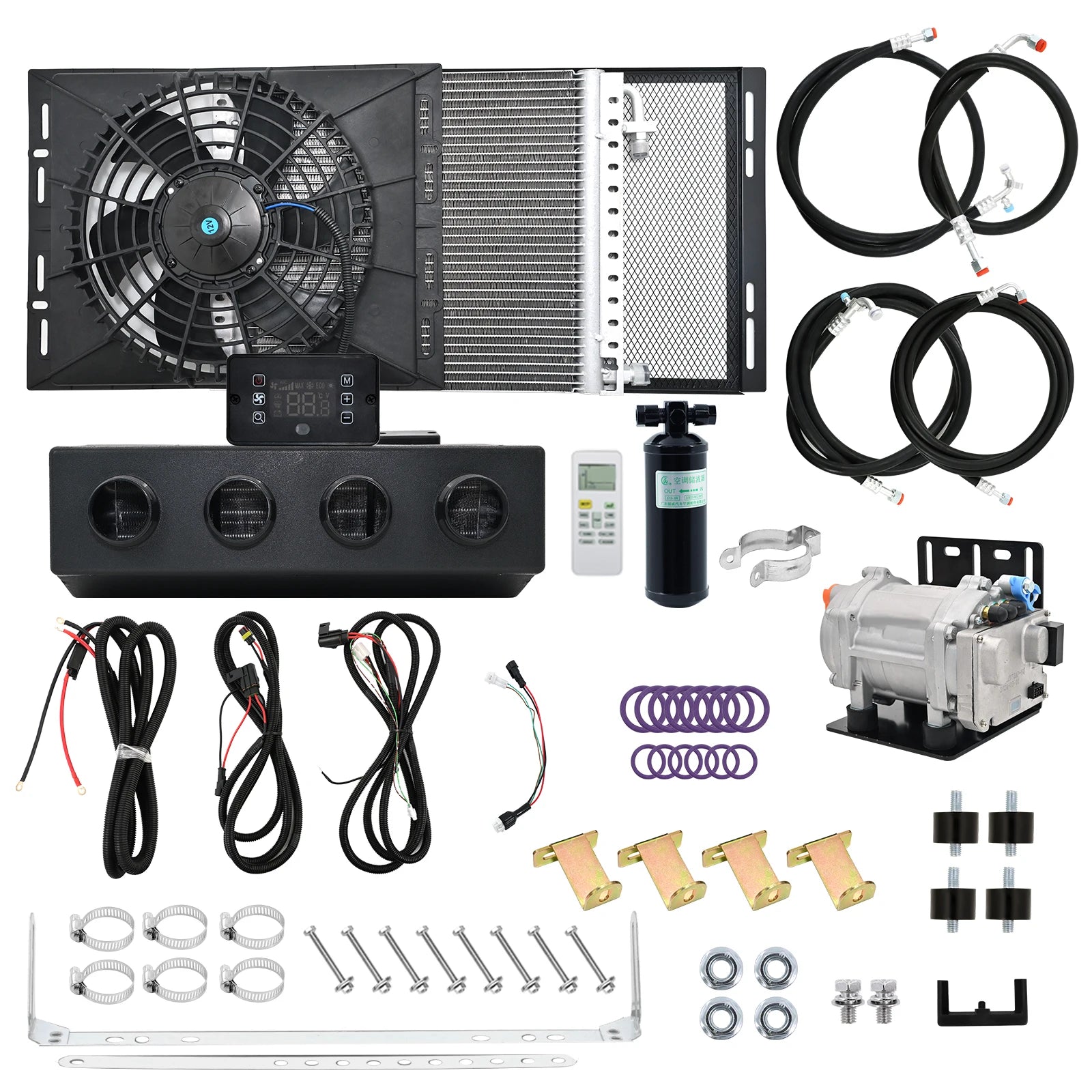 404 Universal Electric Compressor Car A/C 12V/24V Truck Air Conditioning & Heating Systems Air Conditioner Unit For Camper Van