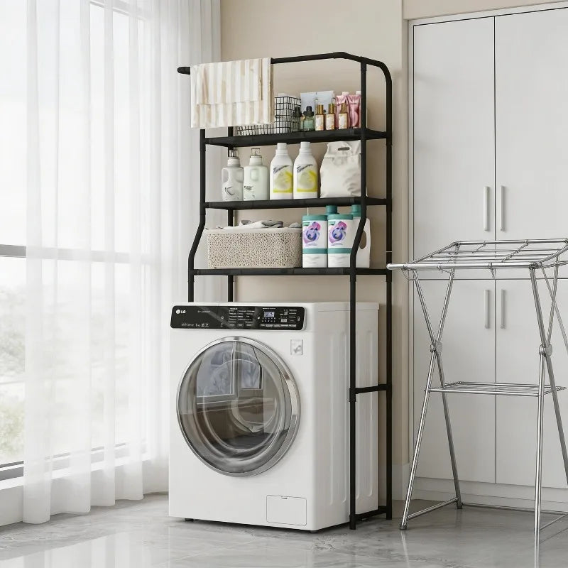 Bathroom Toilet Storage Rack Multi-Layer Metal Shelf With Toilet Paper Holder Balcony Washing Machine Storage Organizer