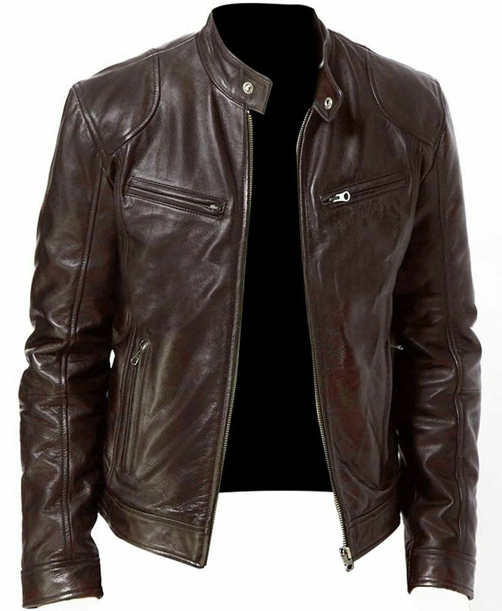 9XL Leather Men's Sports Leather Motorcycle Leather Jacket Stand Up Collar Fashionable Sports Plus Size Autumn Winter Windproof