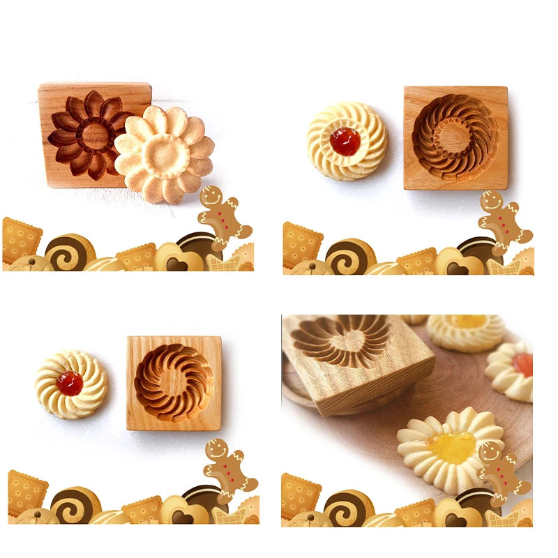 3D Cookie Baking Molds Wooden Gingerbread Mold Press Pumpkin Embossing Tools for Cake Decor DIY Kitchen Gadgets Cookies Moulds