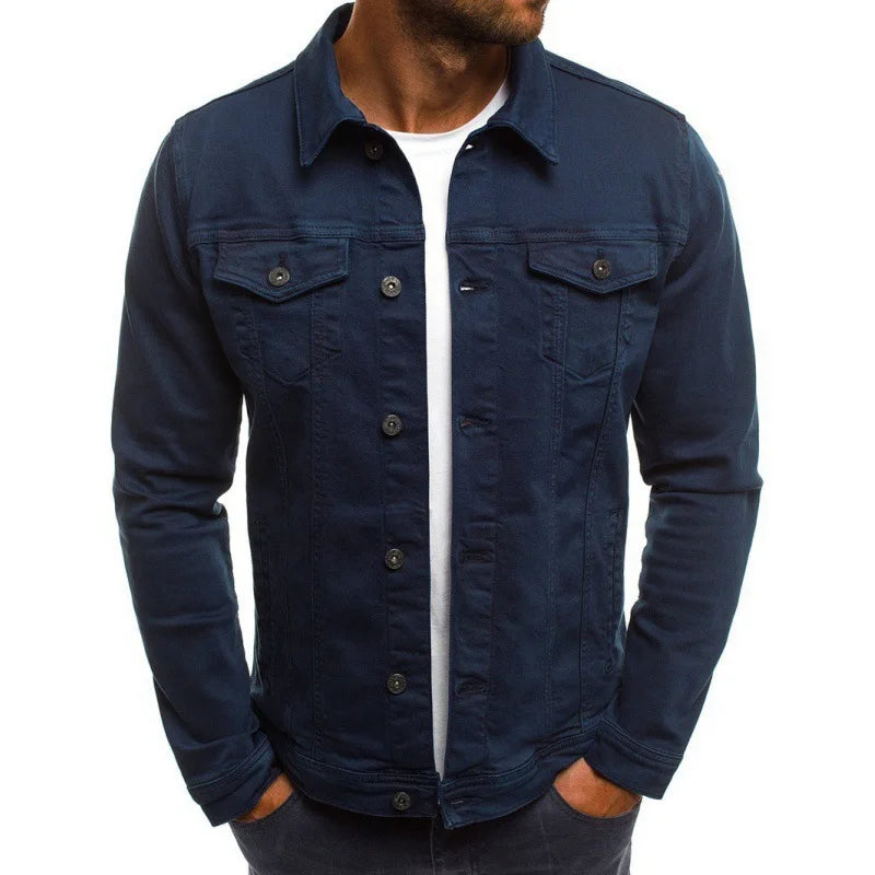 Retro Multiple pockets Men's denim Jacket 2025 Spring and Autumn Men's fashionable versatile slim fit Jacket coat