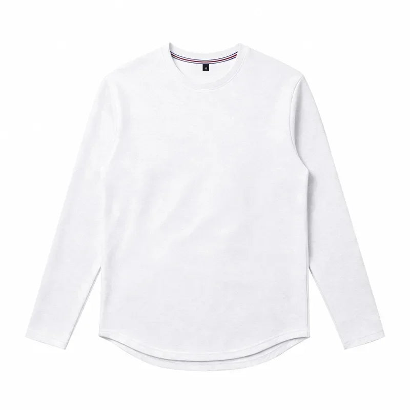 Autumn and Winter Men's Thin Casual Crew Neck Pullover Loose Versatile Breathable Commuter Long Sleeve Bottom T-Shirt