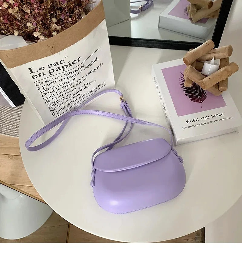Candy Color Women's Saddle Shoulder Bag Casual Portable Female Small Clutch Handbags Sweet Fashion Ladies Purse Crossbody Bags