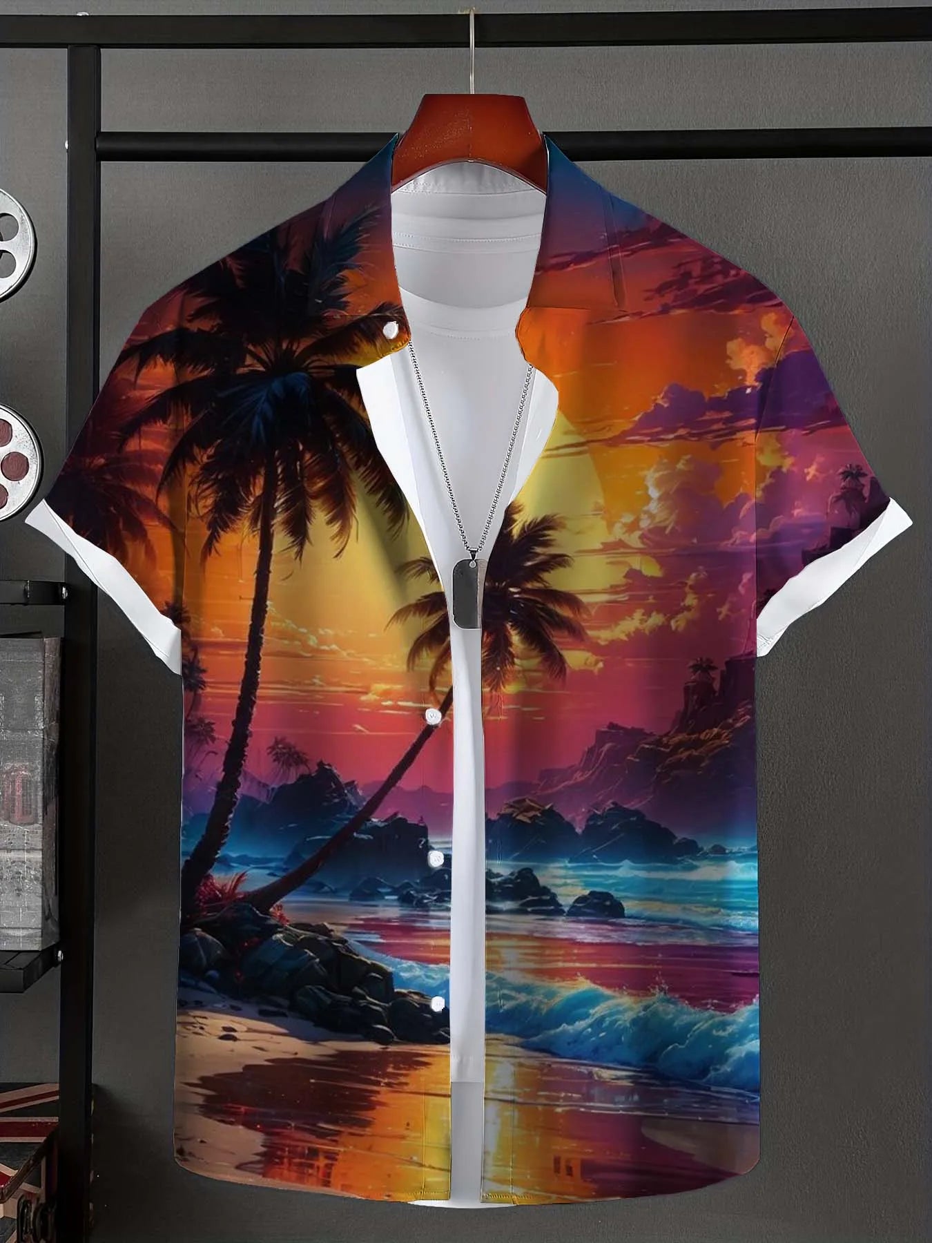 Men's Shirt Hawaiian Shirts For Man Summer New Beach Vacation Short Sleeve Top Casual Men's Blouse Coconut Tree Men Clothing