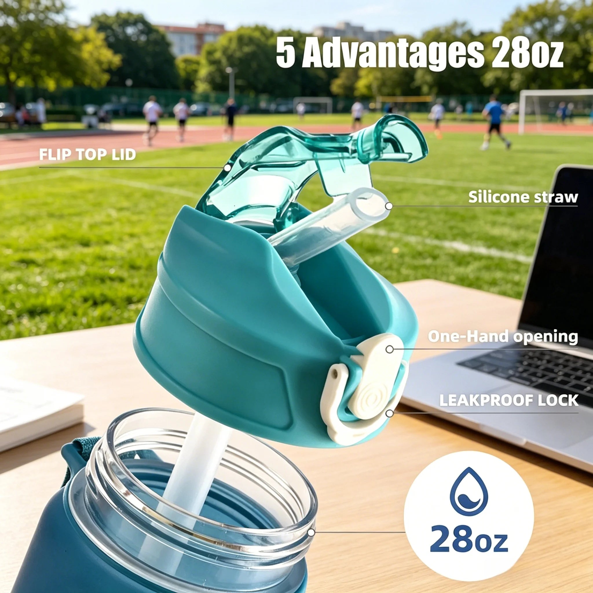 750ML Large Capacity Sports Water Bottle Leak Proof Colorful Plastic Cup Drinking Outdoor Travel Portable Gym Fitness Jugs