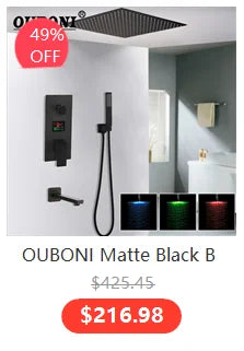 OUBONI Brush Gold Bathroom Shower Systerm Bathtub Faucet Wall Mount Golden Plated 2 Ways athtub Mixer Shower Set Mixer Tap