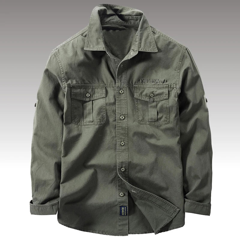 Spring Long Sleeve Cotton Shirt Men's Autumn Army Tactical Shirts Camisetas Hombre Chemise Homme Plus Size 6XL