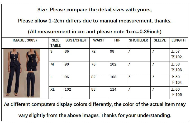 Summer Denim Pant Sets Women 2025 Fashion Sleeveless Single Bretted Vest Tops And High Waist Baggy Jeans 2 Piece Set Woman
