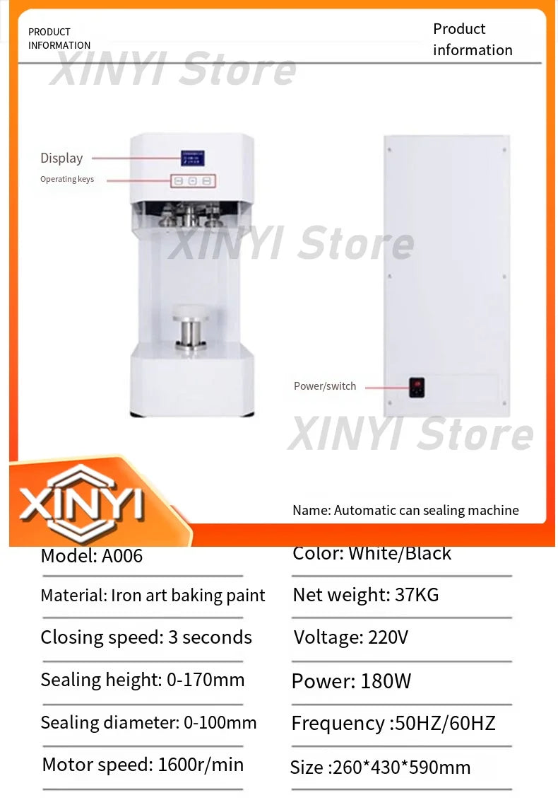 Electric Full Automatic Can Sealing Machine for Food Beverage Cup Seamer Cap Lids Close Sealing for Commercial Use Industrial
