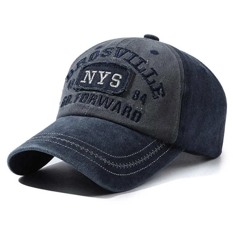 Four Seasons Men's Retro Letter Baseball Cap Casual Wash Embroidered Cap Curved Brim Bowler Hip Hop Streetwear Sun Hat