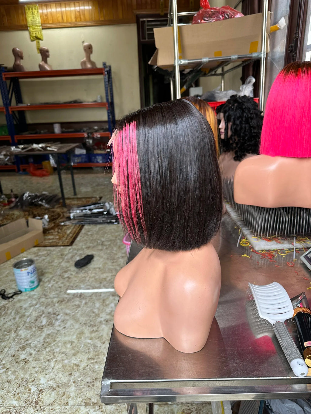 Hot Wholesale Vietnamese Non-Remy Human Hair Body Wave Mix Color Bob Wigs Full HD Transparent Front Training Heads Women Black