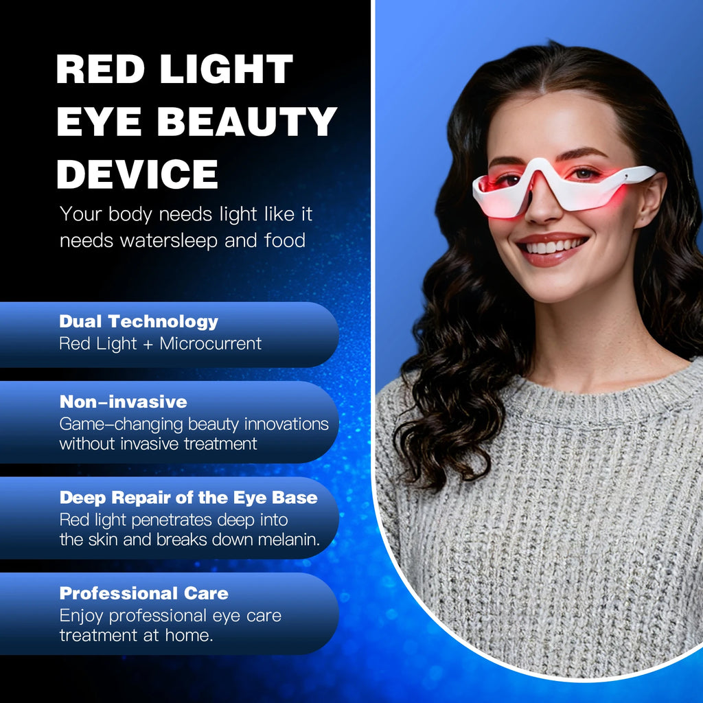 New Eye Massager 3D Eyes Care Beauty Device Red Light 4 Modes 3 Levels Massager Glasses Eye Fatigue Relief Lighten Dark Circles