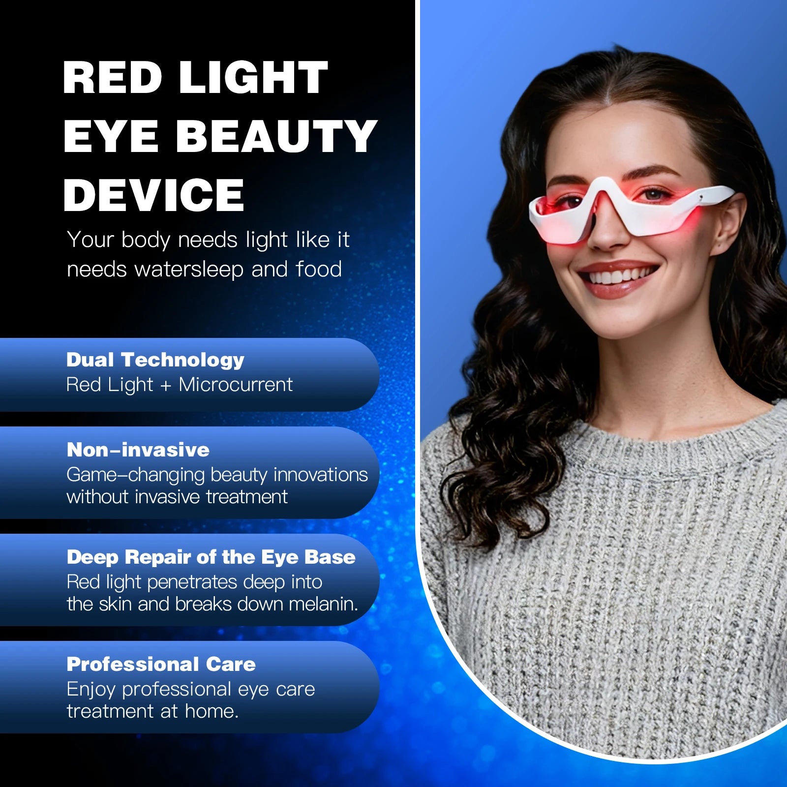 New Eye Massager 3D Eyes Care Beauty Device Red Light 4 Modes 3 Levels Massager Glasses Eye Fatigue Relief Lighten Dark Circles