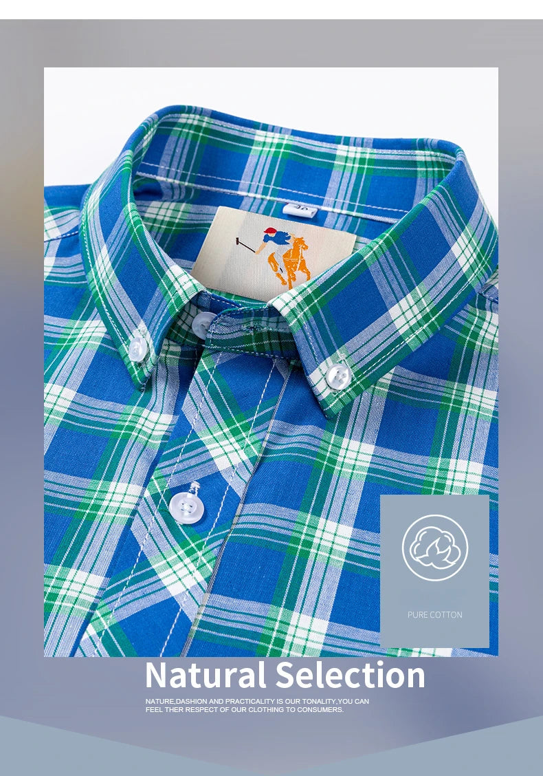 Fashion Korean Plus Size 8XL 100%Cotton Short Sleeve Shirts for Men Slim Fit Formal Plain Shirt Plaid Hawaiian Shirt Casual Top