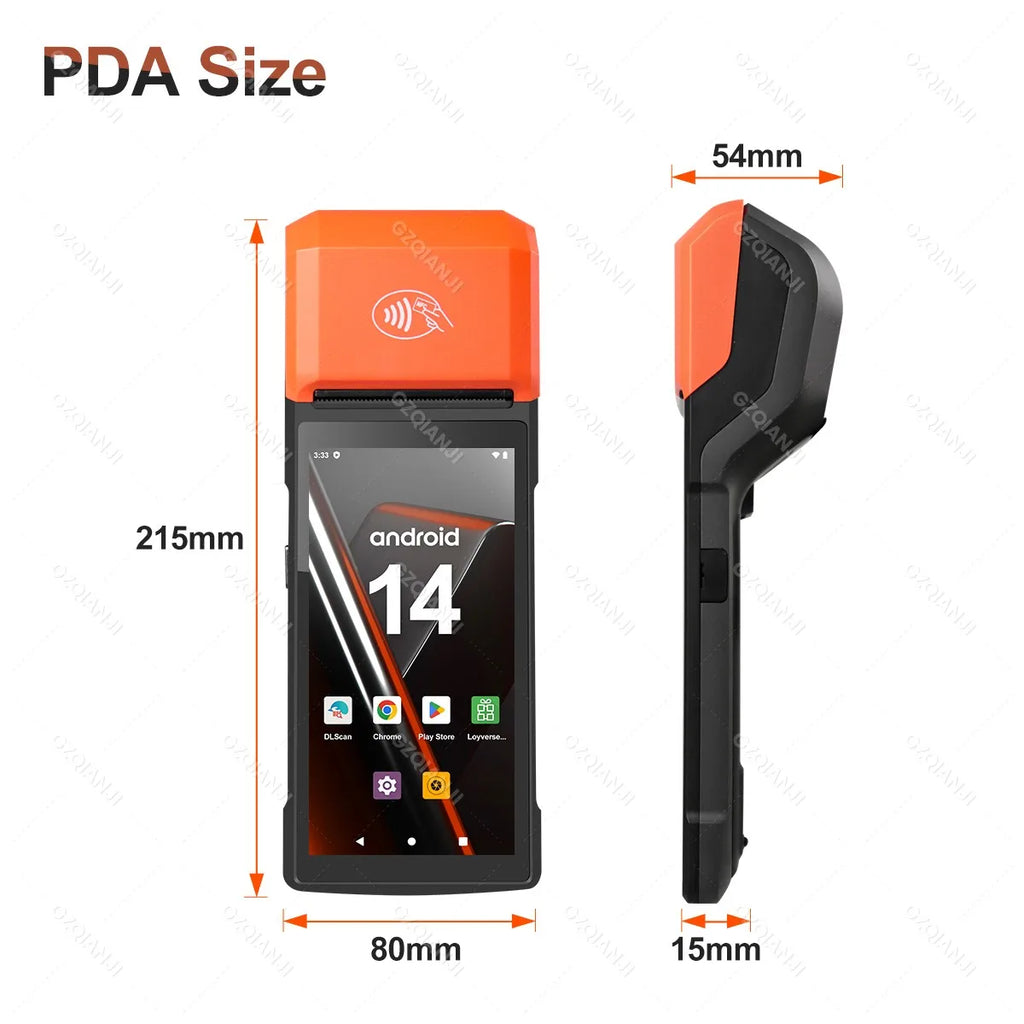 Android 14 Handheld Terminal Android 11 POS Receipt Printer 58mm Portable Machine 5.5 HD Support 1D 2D Barcode Scanner NFC WIFI