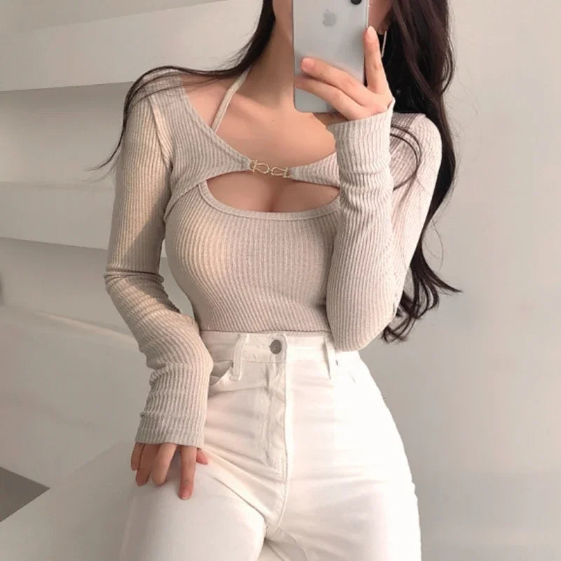 Sexy Outfits Fashion 2 Piece Set for Women Cropped Cardigan Slim Fit Sling Tanks 2023 Ropa Mujer Korean Suit Y2k Clothes