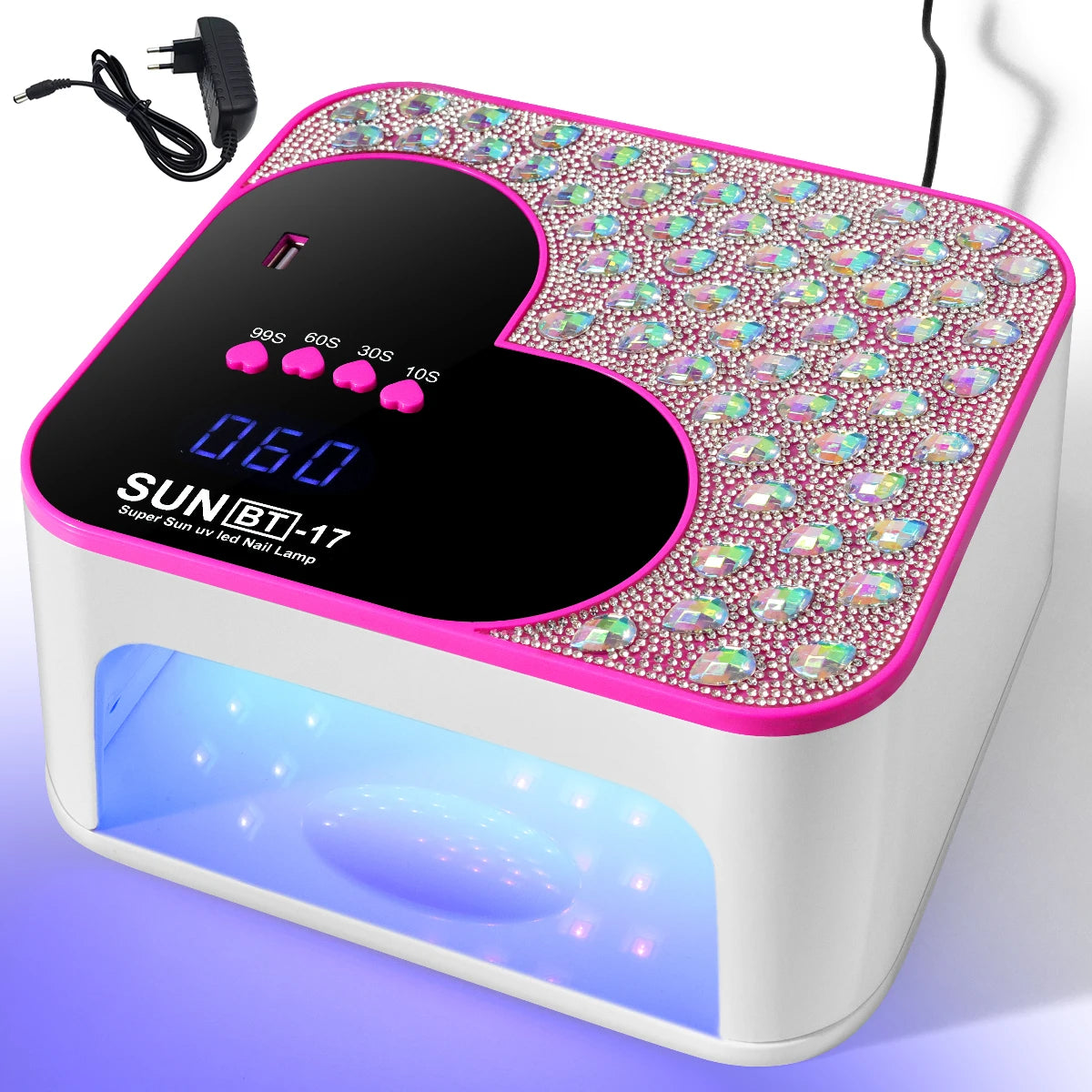 3D Diamond UV LED Nail Lamp For Fast Drying Gel Nail Phototherapy Heart Shape Machine 45 LEDs Manicure Salon Tool Equipment