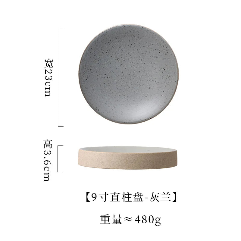 Premium Western Cuisine Plate Retro Round Plate Commercial Ceramic Tableware Cylinder  Simple Cake Dim Sum