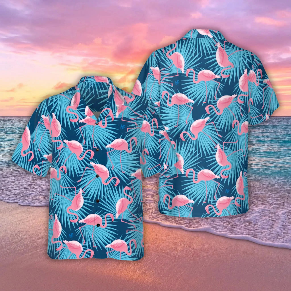 2025 Summer Popular Flamingo Skull  Print Hawaiian Shirts Men Women Comfortable Soft Short Sleeve Shirt Street Daily Trendy Tops