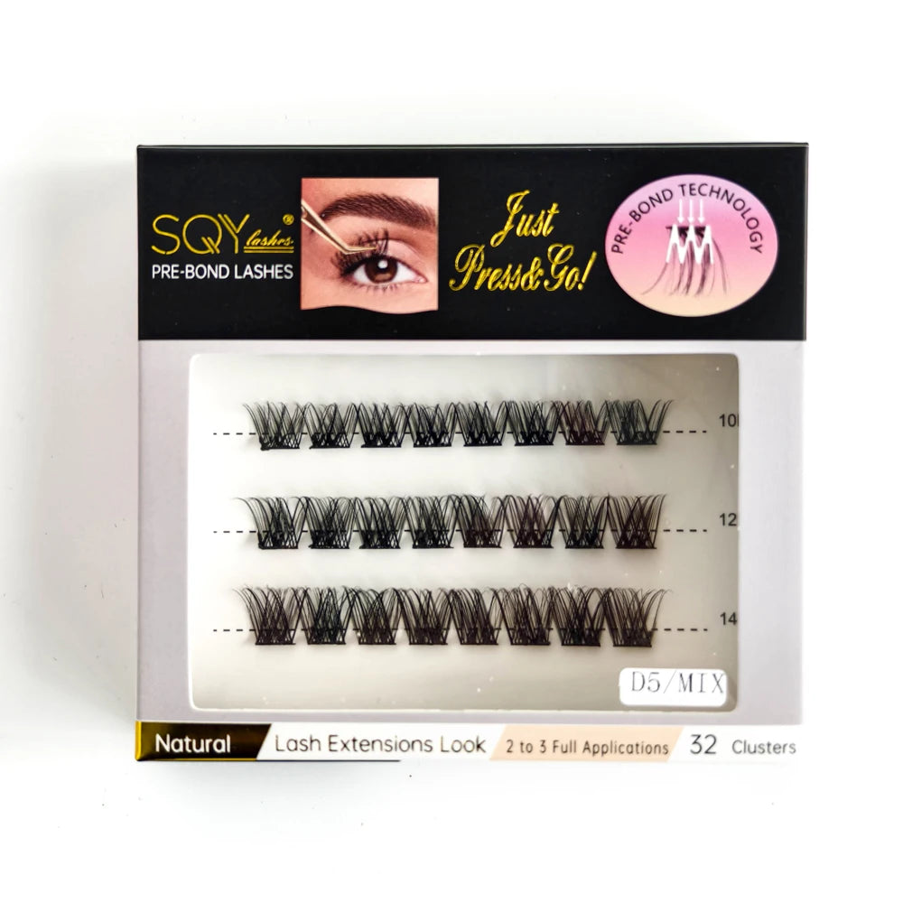 Press On Lash Clusters Self Adhesive Eyelashes Pre-Glued Cluster Lashes Self Stick Eyelash Clusters Pre-Bond DIY Lash Reusable