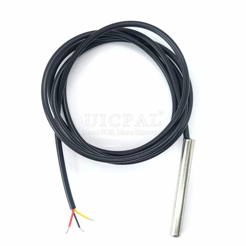 DS18B20 Temperature Sensor Waterproof Dustproof Sensors Cable 1M Length Probe 304 Stainless Steel 6*30MM OD 3.0MM