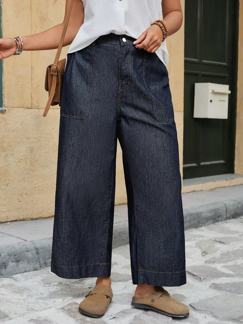 Denim Pant Women Jeans Vintage Wide Leg Long Pants High Waist Straight Trousers Y2k Streetwear Elegant Work Casual Loose 2026