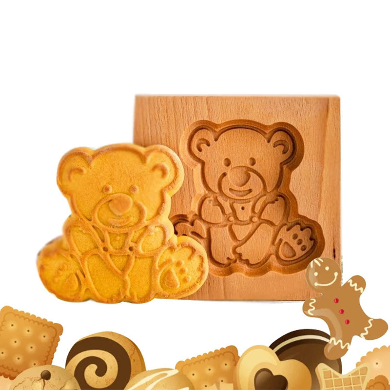 3D Cookie Baking Molds Wooden Gingerbread Mold Press Pumpkin Embossing Tools for Cake Decor DIY Kitchen Gadgets Cookies Moulds