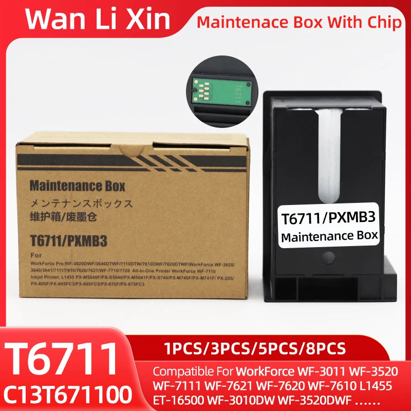 1PC T6711 C13T671100 Maintenance Box For Epson WF-3620 3640 WF-7110 WF-7610 WF-7620 WF-7710 WF-7715 WF-7720 3450 3530 3010 L1455