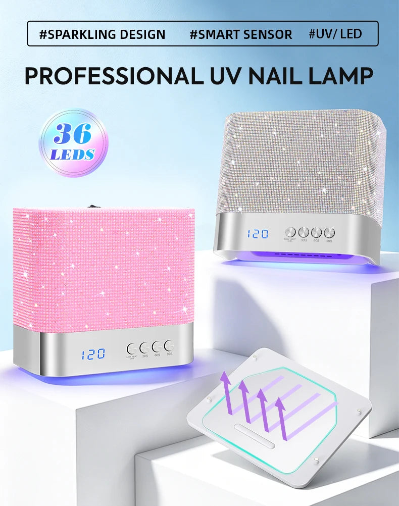 UV LED Nail Lamp 36LEDS Gel Polish Drying Lamp With Automatic Sensing 4 Timer Removable Magnetic Base Plate Manicure Salon Tools