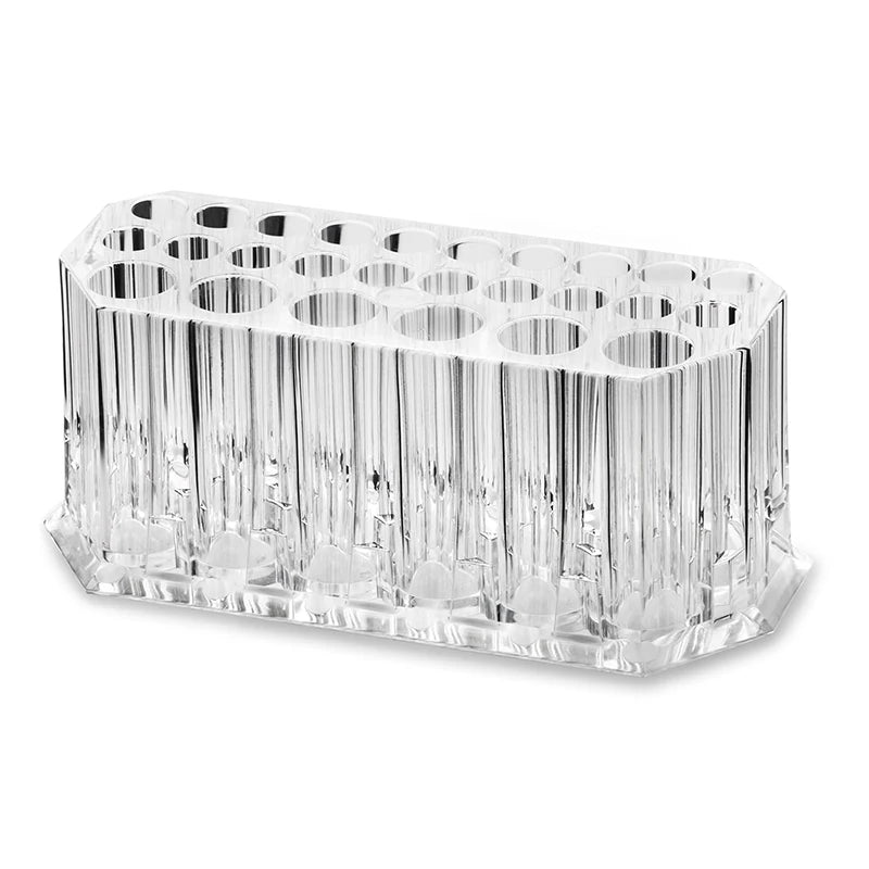 26 Holes Acrylic Makeup Brushes Holder Desktop Lipstick Organizer Eyeliner Cosmetics Pen Storage Rack Transparent Showing Shelf