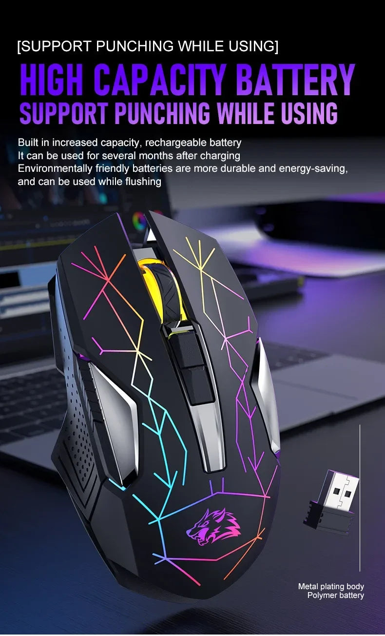 Ziyoulang X18 Wireless Charging Mechanical Mouse RGB 2400dpi Esports Gaming Mouse Pc Office Laptop Gaming Computer Free Wolf X18