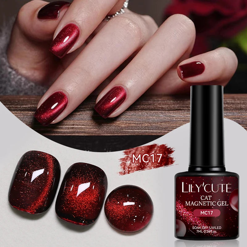 LILYCUTE 7ml Gold Coffee Cat Magnetic Gel Nail Polish Autumn Winter Nails Ultra Shine Moonlight Semi Permanent UV Gel Soak Off