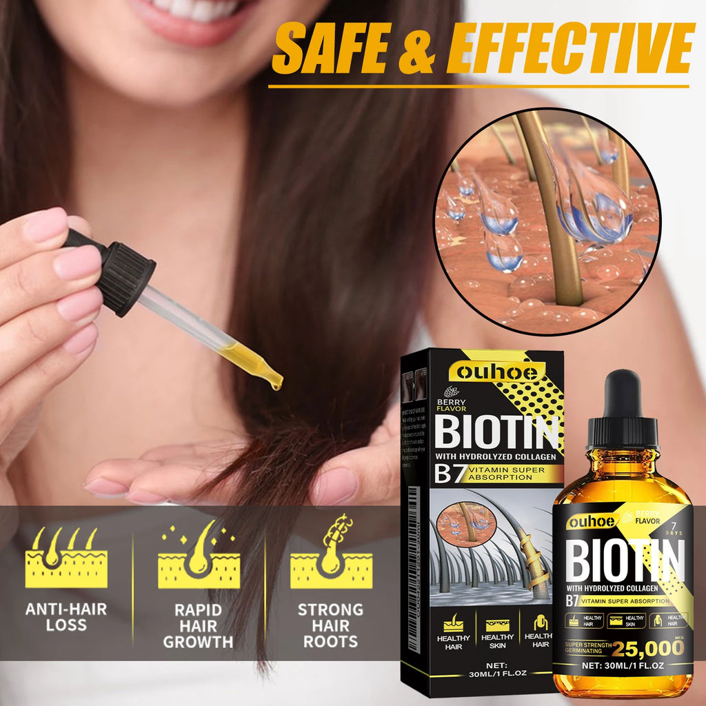 Biotin Hair Oil Collagen Scalp Serum Strengthening Treatment Natural Rosemary Ginseng Extract Thicker Hair Care Essential Oil