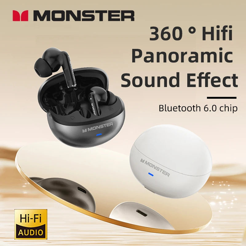 Monster MQT39 TWS Wireless Bluetooth 6.0 Earphones Hifi Stereo Earbuds Noise Reduction Headphones Gaming Sports Headset with Mic
