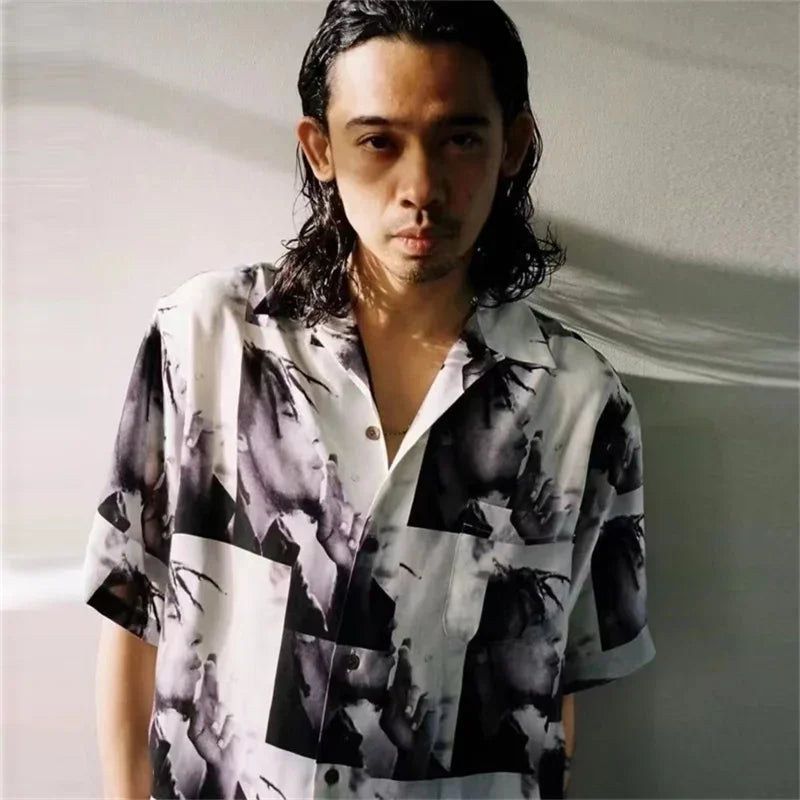 Classics 2025 WACKO MARIA Shirt Photo Print Vintage Men's And Women's Loose Hawaiian WACKO MARIA Short Sleeve Shirt T-Shirts